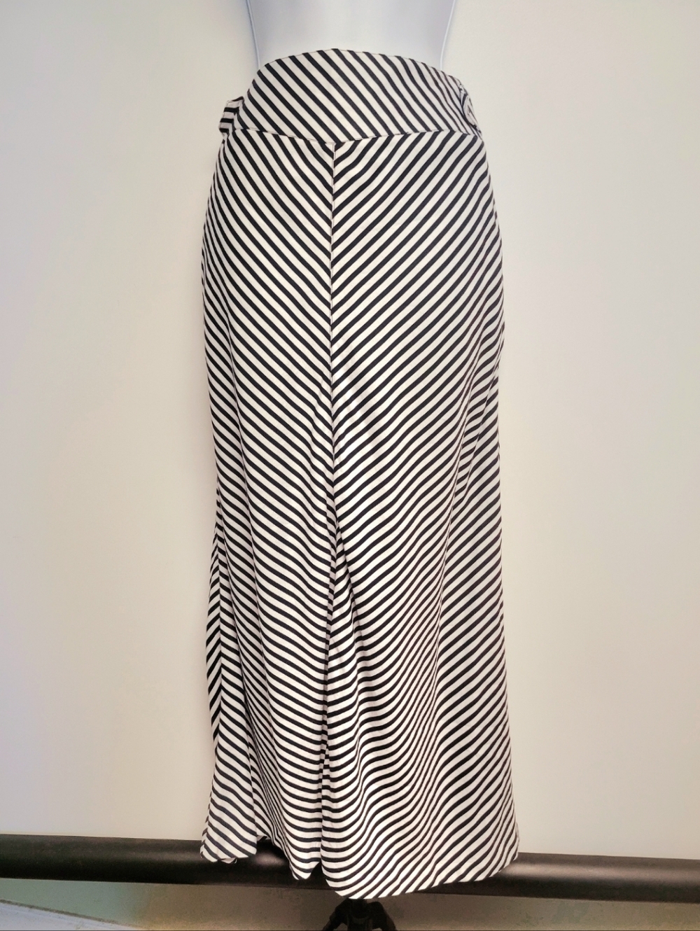 Navy Blue and White Striped High waist Maxi Skirt Size 12